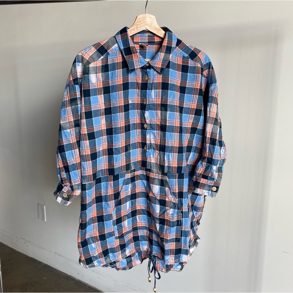 New Blue Pilcro x Anthropologie Plaid Tunic Top Sz Medium